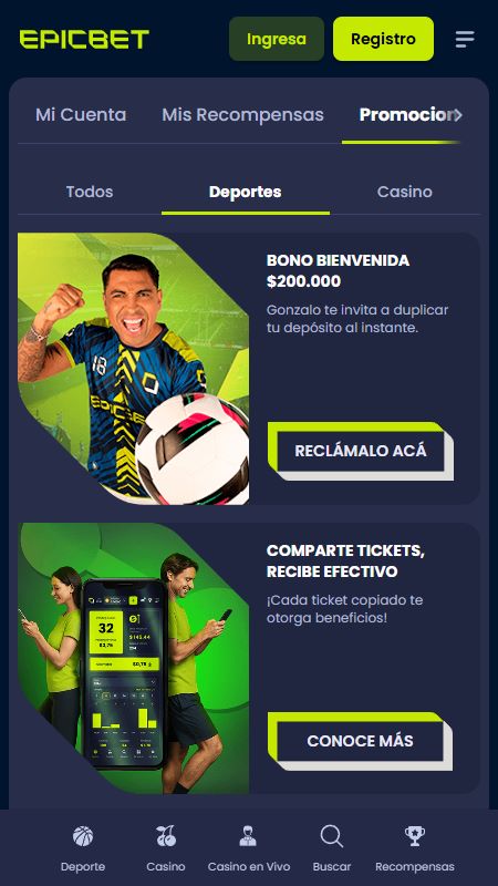 Bonos y promociones de Epicbet